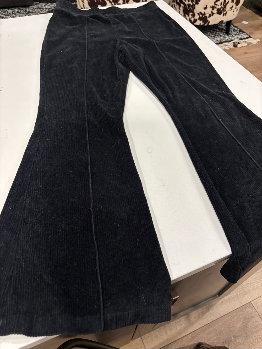 Aerie Black Corduroy Wide Leg Leggings Size M